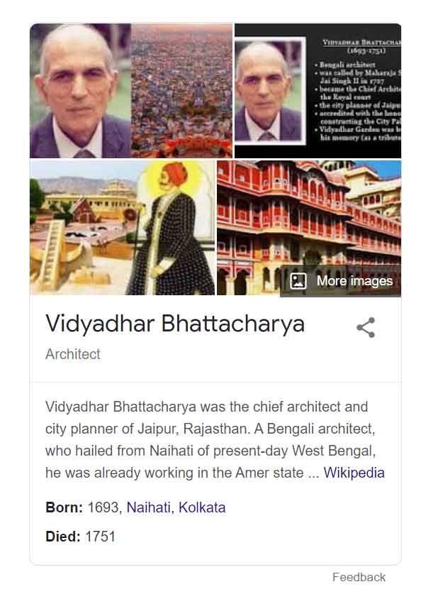 Bengali Architect Vidyadhar Bhattacharya
