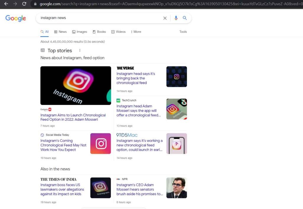 google search update news stories