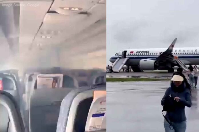 Chinese plane engine caught fire