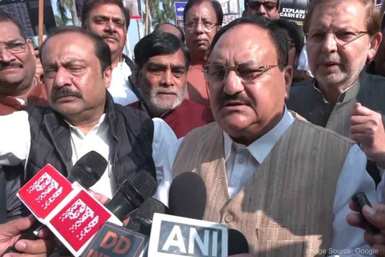 JP Nadda leads protest against Congress over recovery of cash worth Rs 300 crore