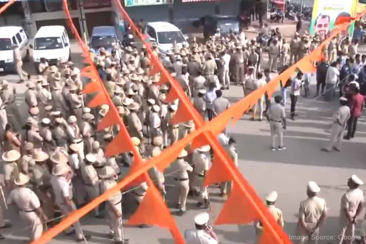 108 feet Hanuman flag removed in Mandya, Karnataka, police detained protesting BJP workers