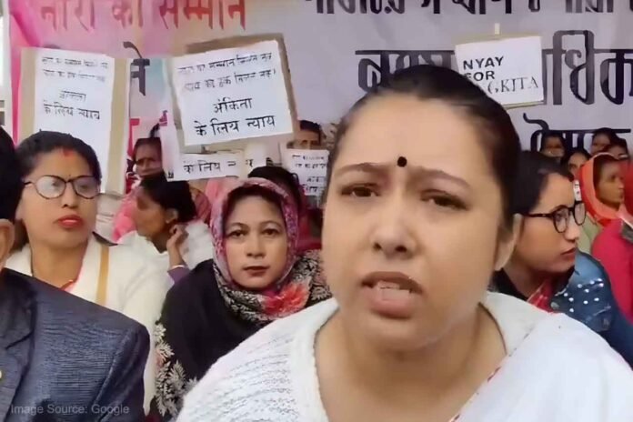 Former Youth Congress leader Angkita Dutta protests in Assam