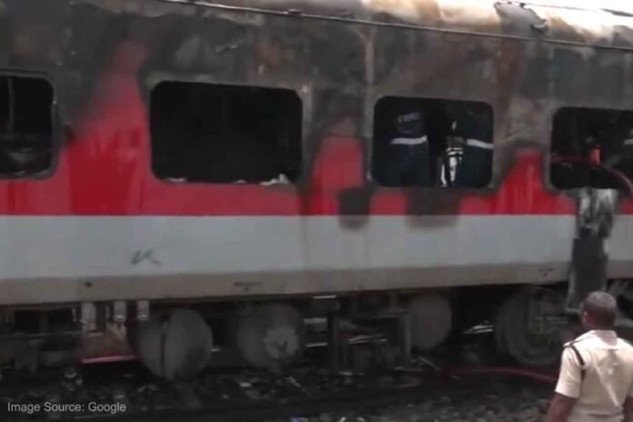 Two empty trains parked in Secunderabad caught fire today